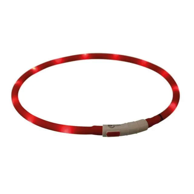 Flash Leuchtring USB, Silikon, XS–XL: 70 cm/ø 10 mm, rot